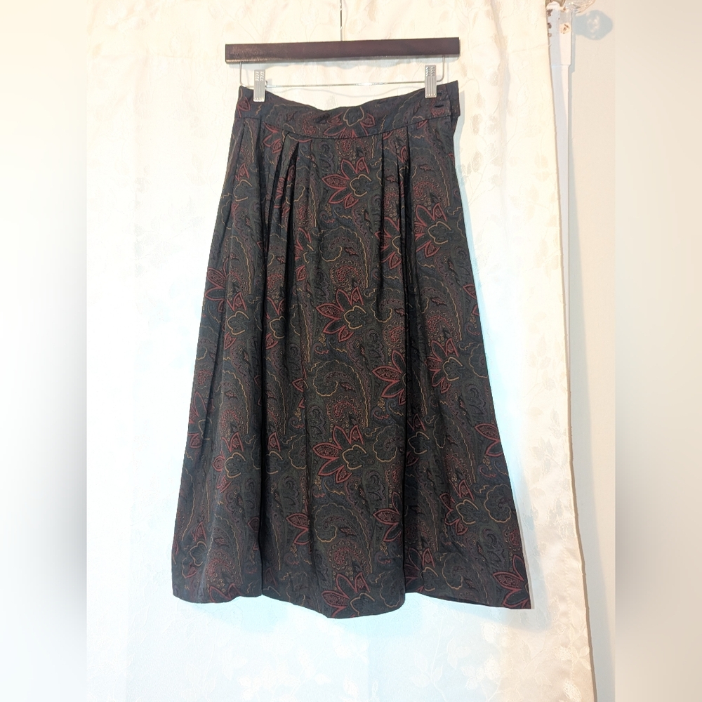100% Wool Paisley Midi Vintage A Line Skirt